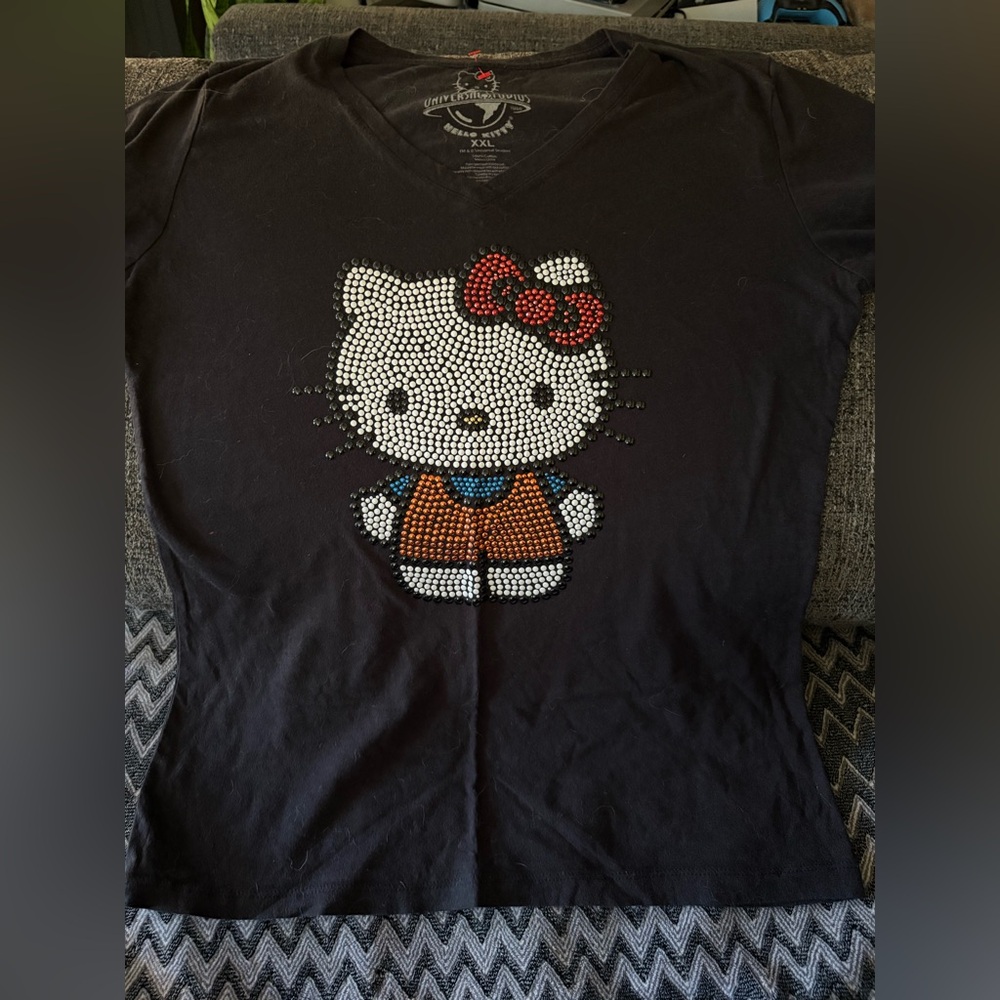 Hello Kitty Black Tee with Red and Brown Accents